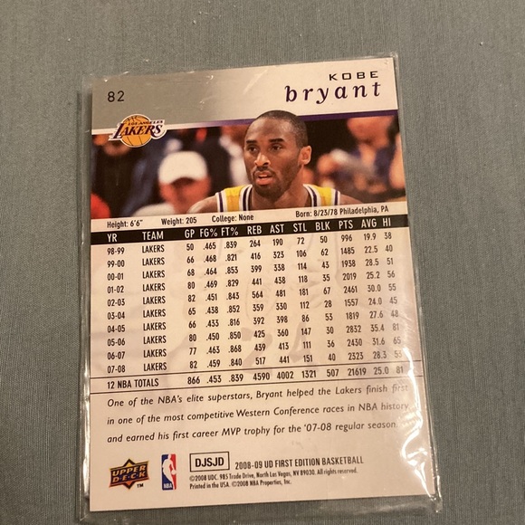 2008-09 first edition upper deck 82-kobe bryant - Picture 2 of 2